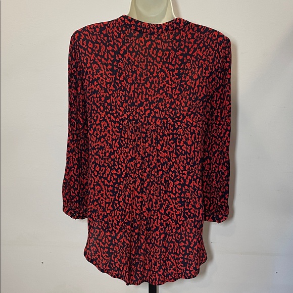 Zara Red and Black Patterned Blouse - Picture 7 of 11